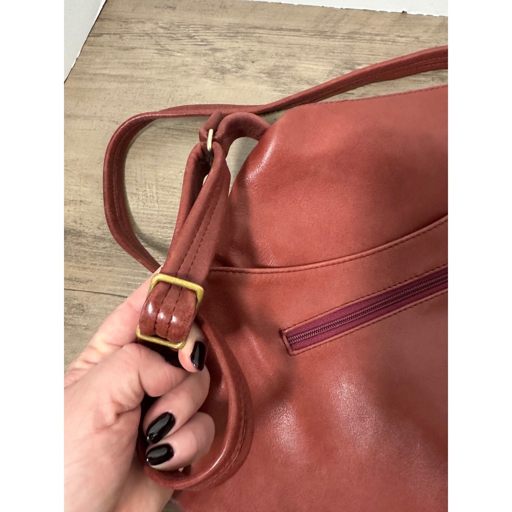 WASTED‎ BELT SEATTLE Pink Leather Crossbody Bag Adjustable Strap Zipper Pockets - Picture 10 of 10